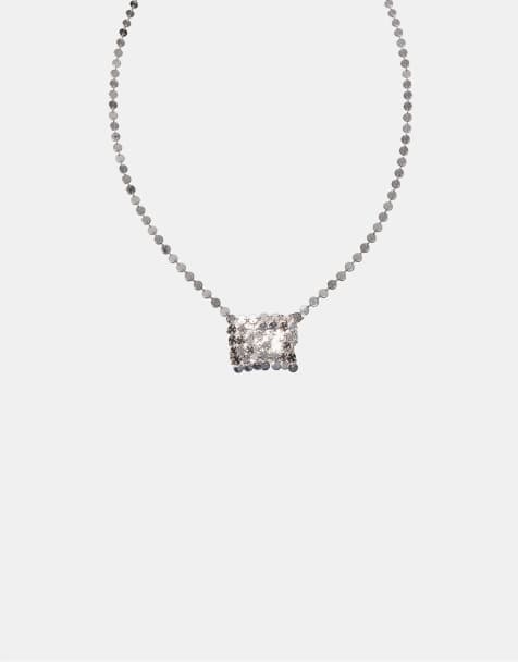 Stradivarius Metal mesh charm necklace in gold - view 1