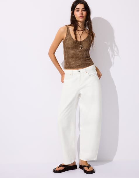 Stradivarius - Metallic gebreide top in bruin - view 1