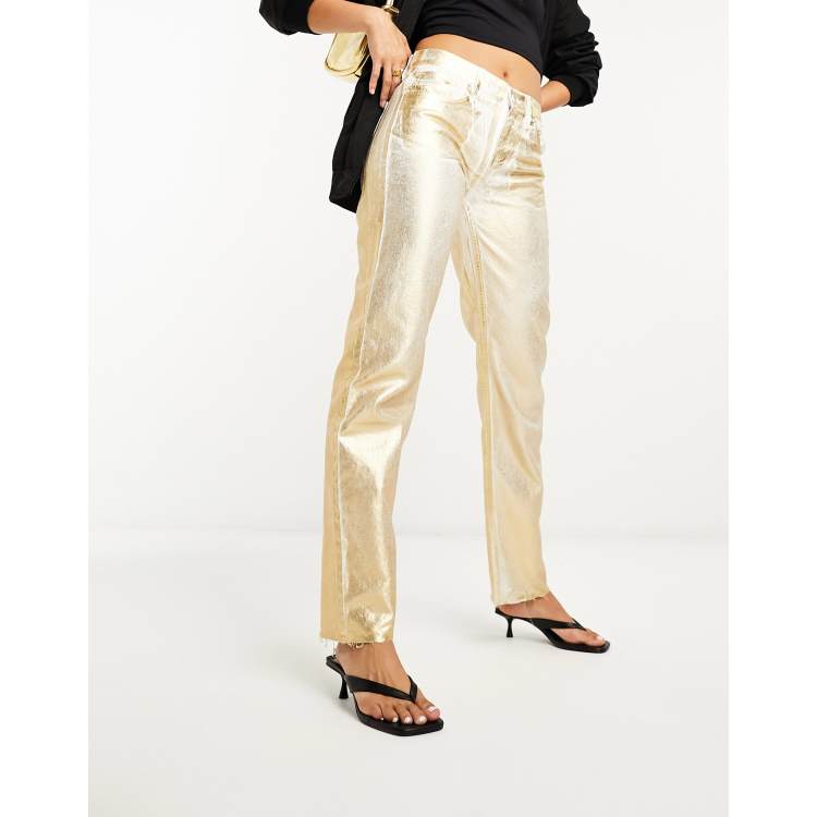 DESTRB Melody Gold Leather Pants Silver Metallic Pants Sexy