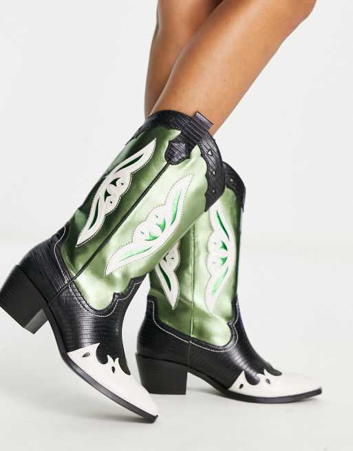 Green shop western boots