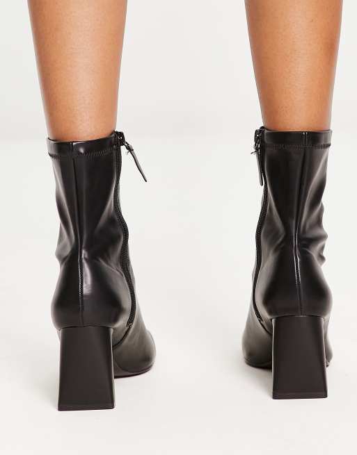 Black mid store heel boots