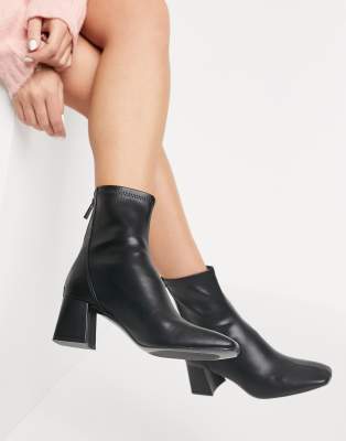 Stradivarius mid heel boots in black | ASOS