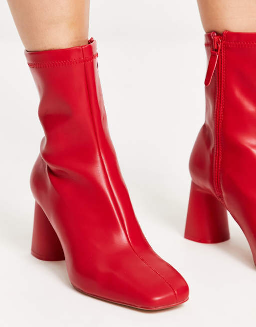 Red low hot sale heel booties