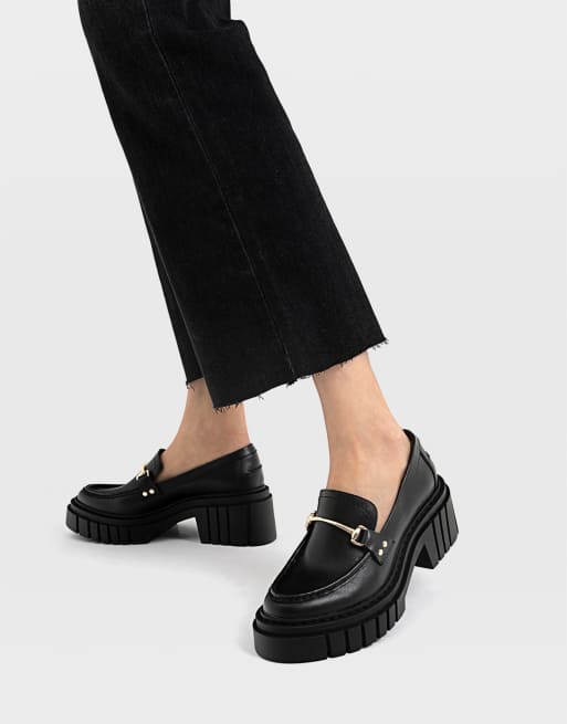 Stradivarius heeled loafer with in black | ASOS