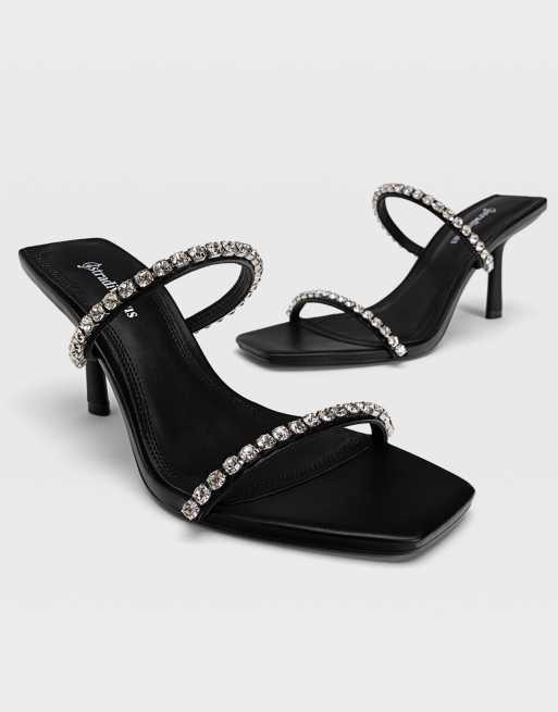 Diamante heeled online mules