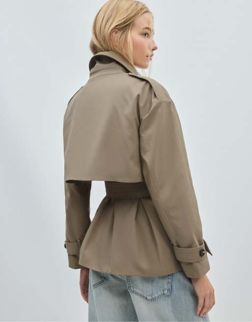 Stradivarius Mid-length trench coat in beige, 3 of 7