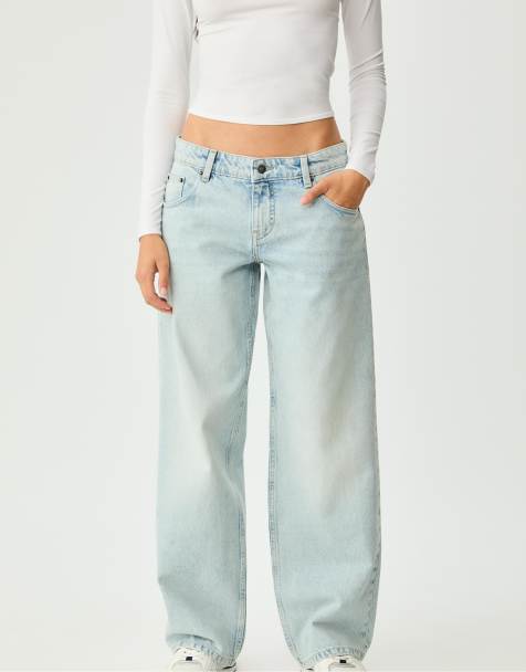 Stradivarius Mid-rise baggy jeans in light bleach - view 1