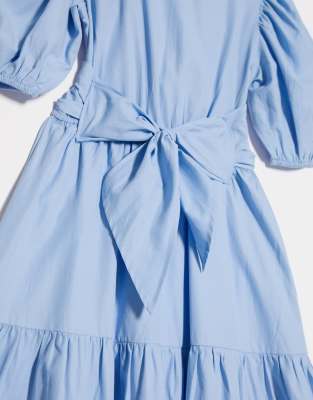 blue poplin dress