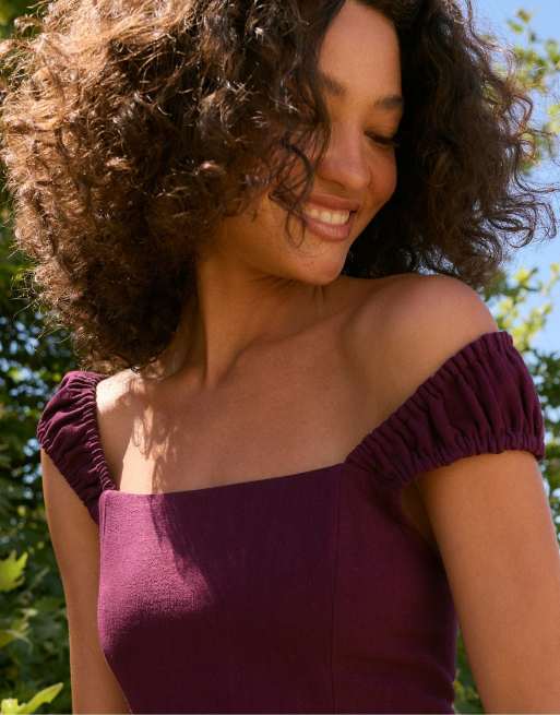 Stradivarius – Midikleid in Lila mit gebundener Rückseite, 4 von 4