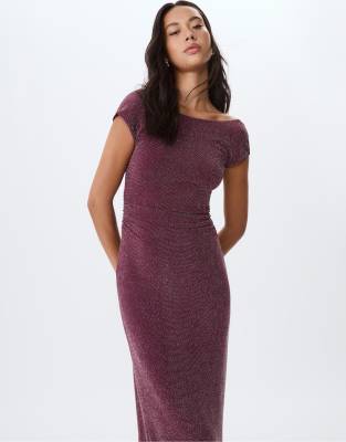 Stradivarius - Midikleid in Lila mit Rückenausschnitt