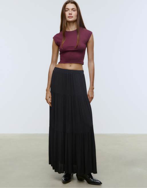 Stradivarius – Midirock im Boho-Design in Schwarz, 4 von 4