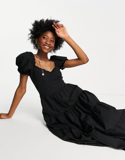 Milkmaid dress clearance black