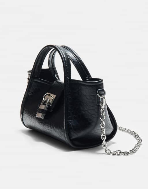 Stradivarius mini borsa a tracolla con lucchetto nera, 4 di 4