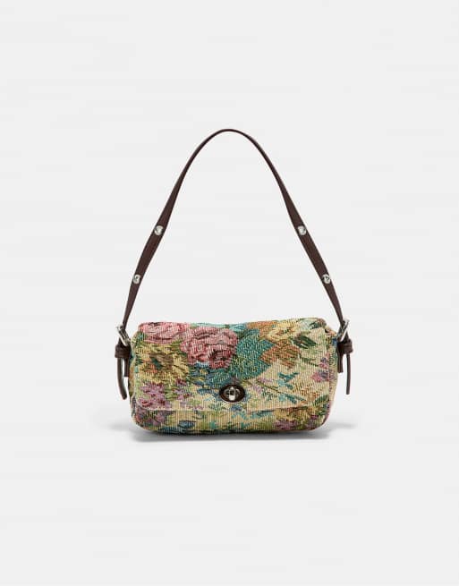 Stradivarius mini borsa con stampa floreale color ecru