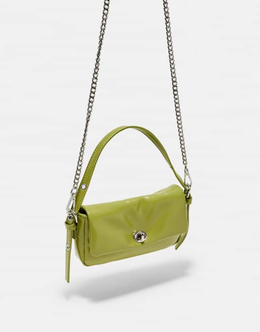 Stradivarius Mini crinkled effect shoulder bag in pistachio green, 4 of 4