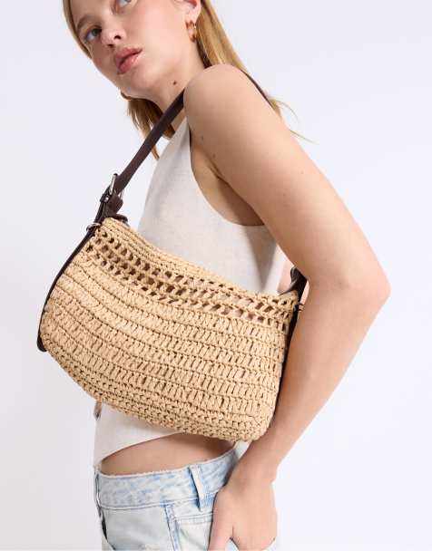 Stradivarius Mini crochet shoulder bag in ecru - view 1