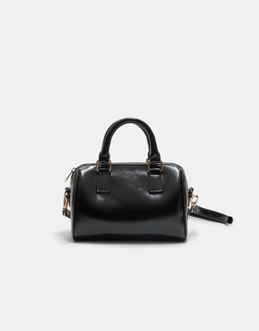 Stradivarius Mini crossbody bowling bag in black