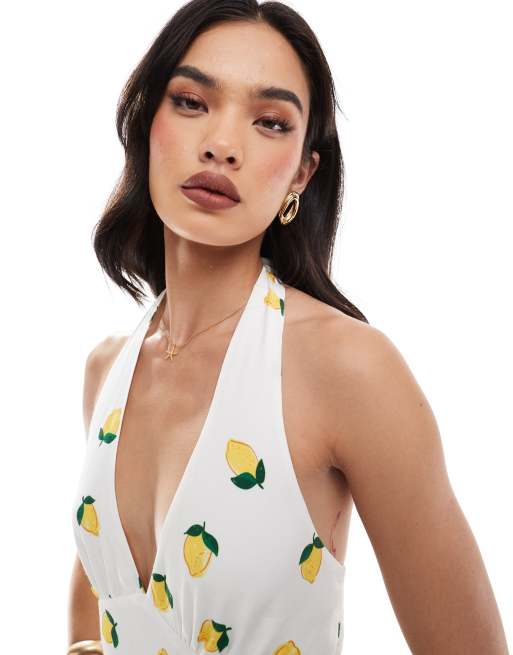 Stradivarius mini dress in lemon print ASOS