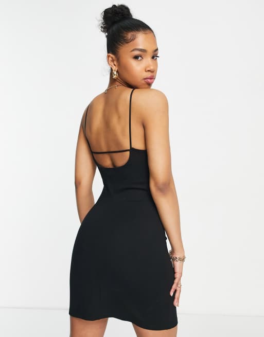 Mini black outlet dress with slit