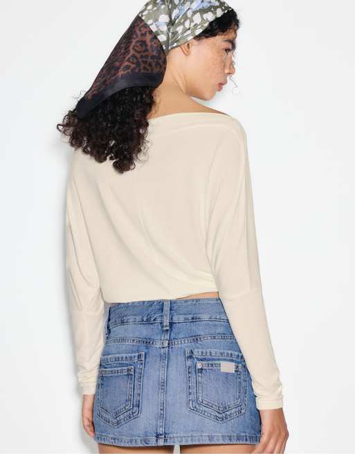 Stradivarius mini jupe-short à boucle marteau en denim bleu moyen, 3 de 7
