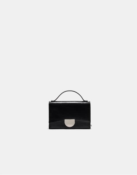 Stradivarius Mini metal crossbody bag in black - view 1
