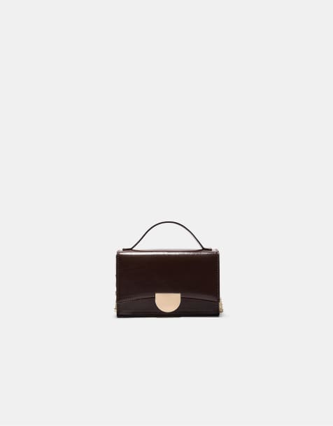 Stradivarius Mini metal crossbody bag in brown - view 1