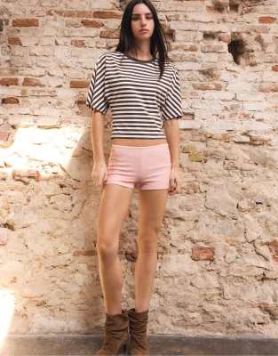Mini-Paillettenshorts in Pastellrosa Rosa XS