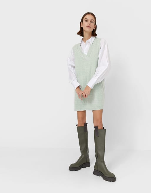 Stradivarius – Mini-Pullunderkleid in Mintgrün