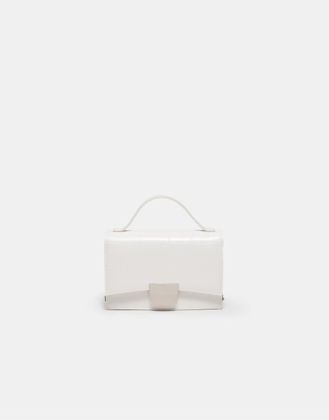 Stradivarius Mini rigid crossbody bag with coconut effect in white - view 1