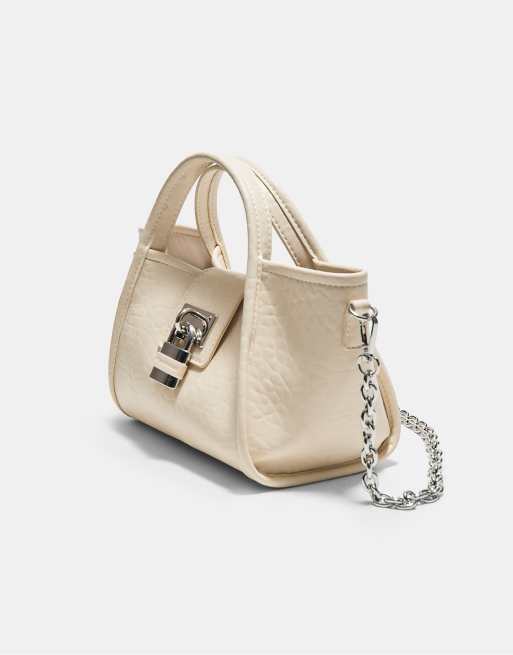 Stradivarius mini sac bandoulière à cadenas en écru, 4 de 4