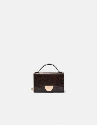 Stradivarius - Mini sac bandoulière à imprimé animal - Marron-Brown