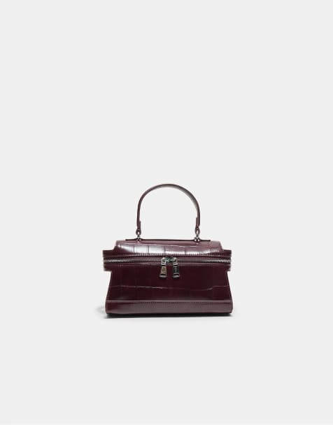 Stradivarius mini sac bandoulière effet coco bordeaux - view 1