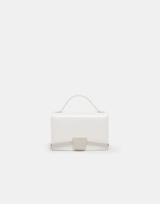 Stradivarius - Mini sac bandoulière rigide effet noix de coco - Blanc