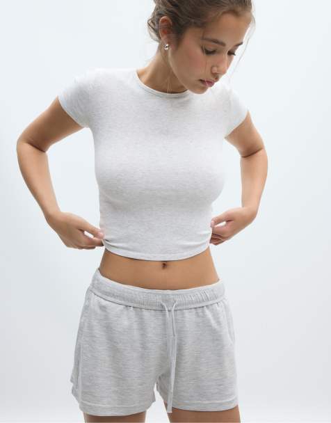 Stradivarius - Mini-short à taille rabattue - Gris chiné - view 1