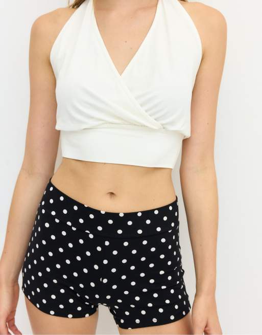 Stradivarius - Mini short met stippen in zwart, 4 van 4