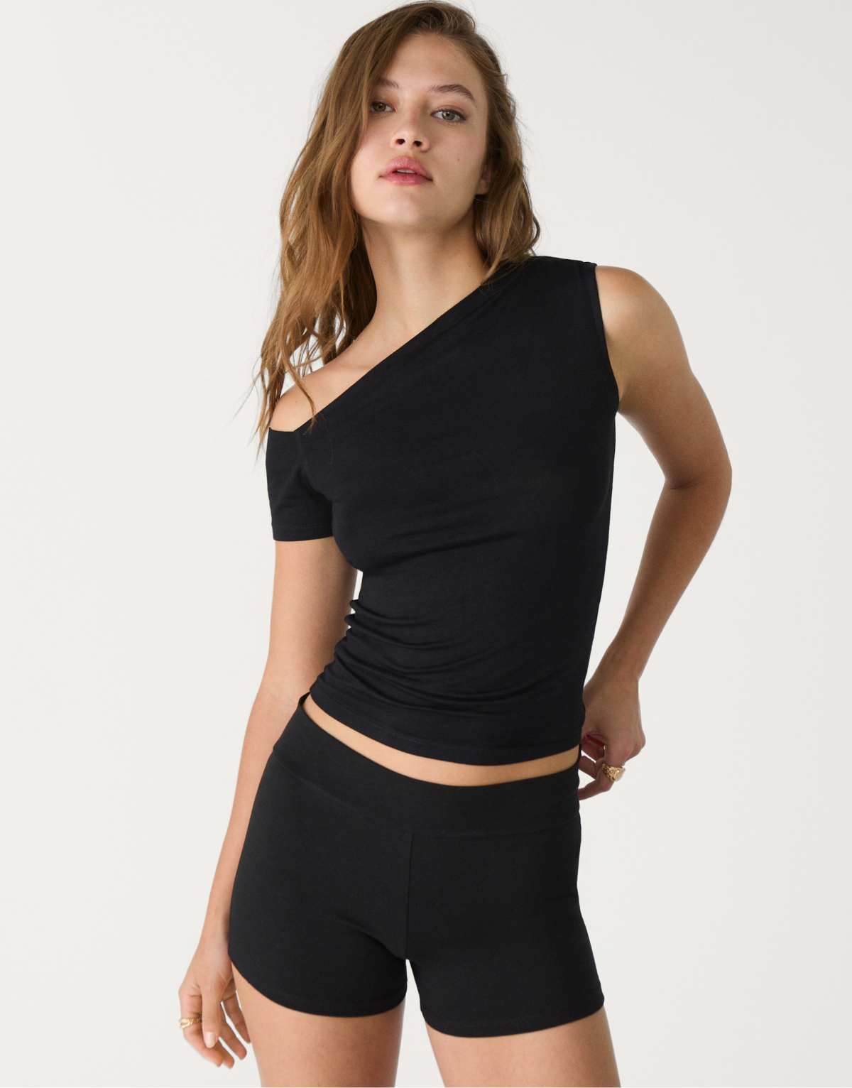 Stradivarius mini shorts in black