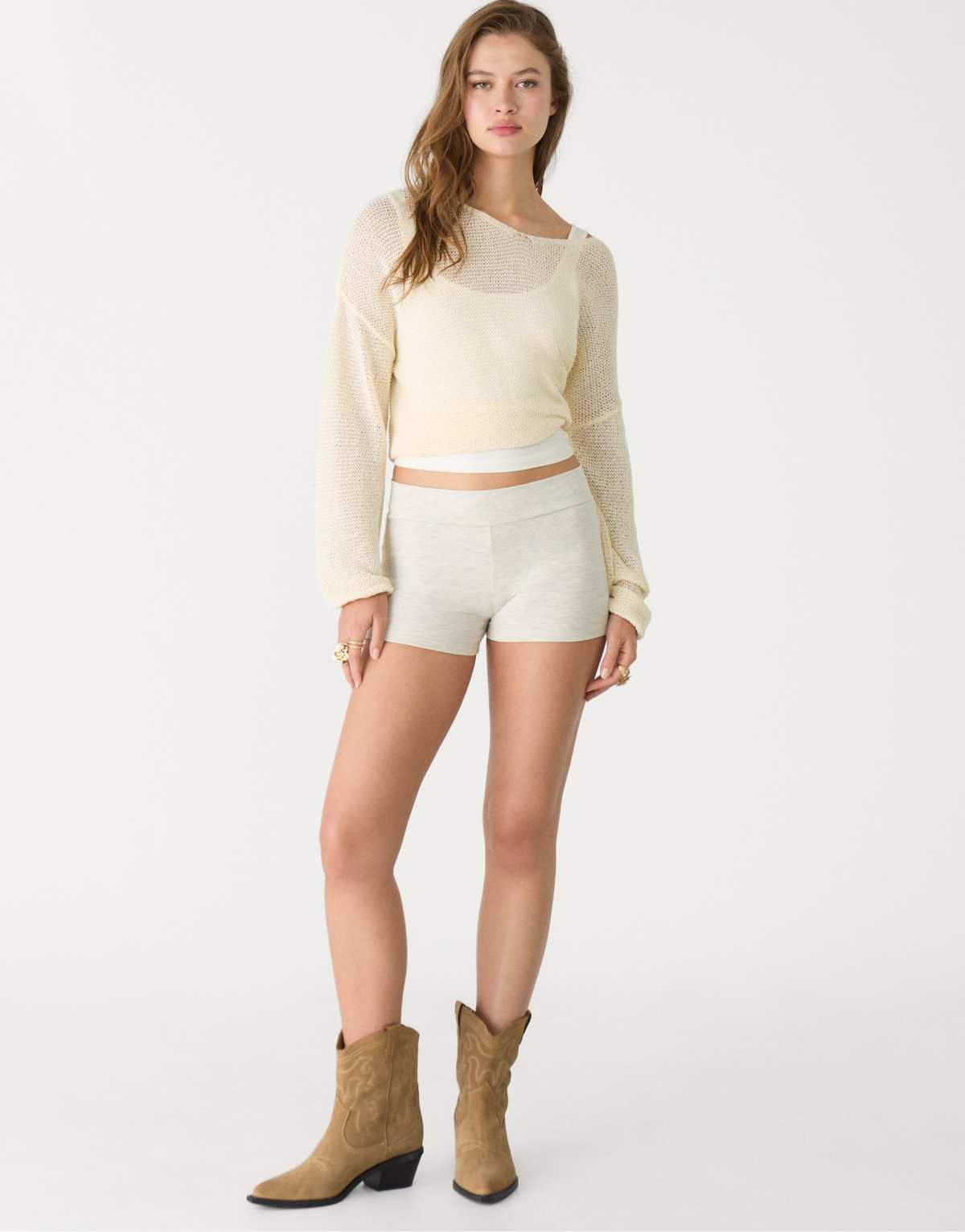 Stradivarius mini shorts in grey melange