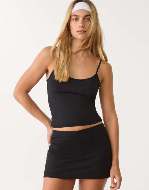 Stradivarius mini skort in black