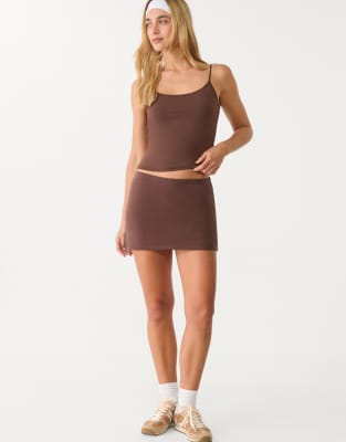 Stradivarius mini skort in brown - view 1
