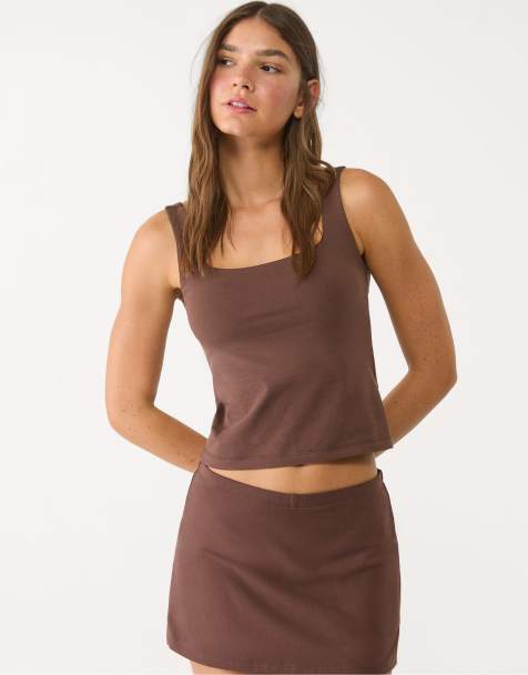 Stradivarius - Mini skort in bruin - view 1