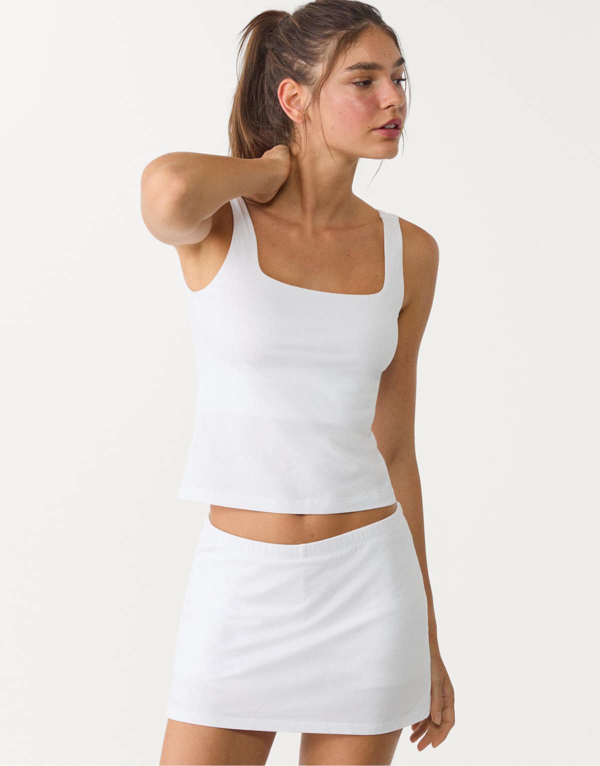 Stradivarius mini skort in white