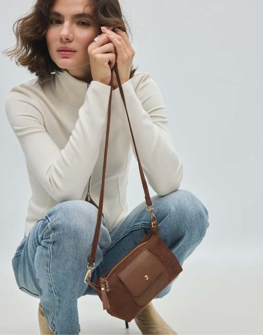 Stradivarius mini tas met contrast in bruin, 3 van 4
