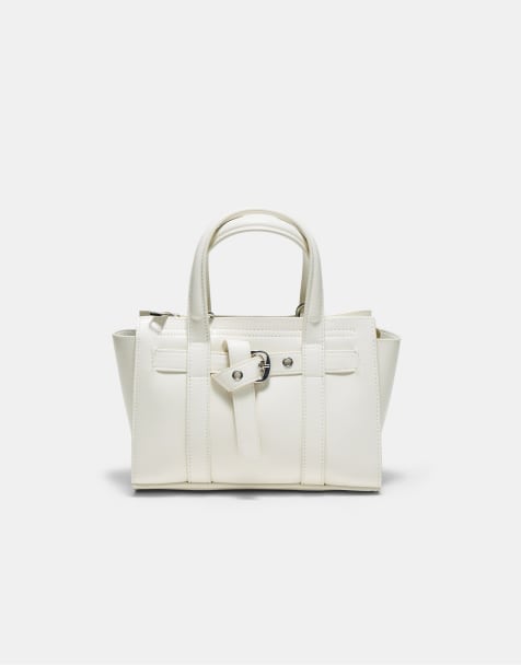 Stradivarius Mini-Tote-Bag mit Schnalle in Ecru - view 1