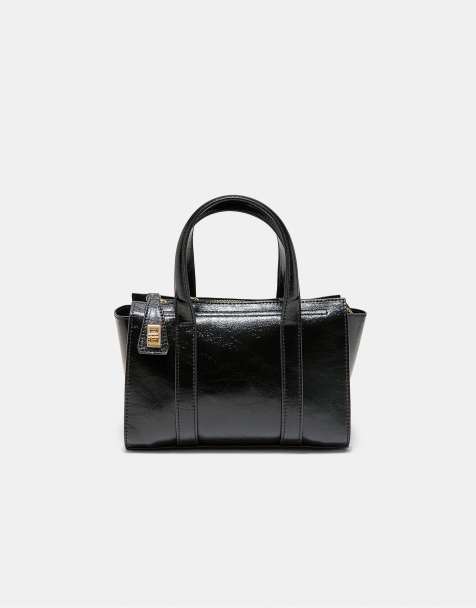 Stradivarius Mini-Tote-Bag mit Verschluss in Schwarz - view 1