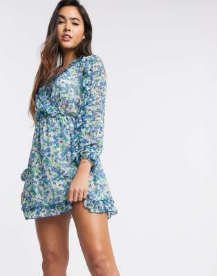 wrap dress blue floral