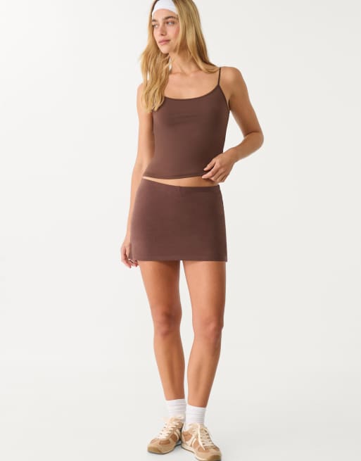 Stradivarius - Minigonna pantalone marrone