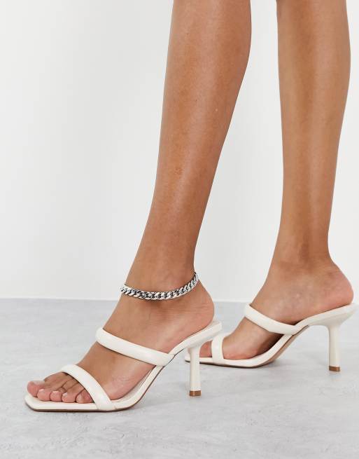 Stradivarius minimal strappy mule in ecru 