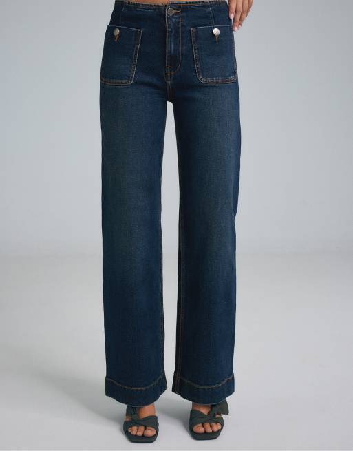 Stradivarius minimalistische jeans met zakken in lichtgrijze denimwassing, 2 van 7