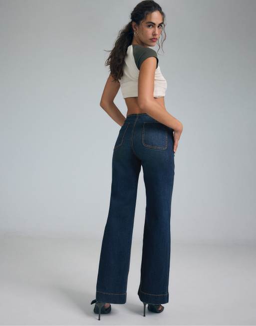 Stradivarius minimalistische jeans met zakken in lichtgrijze denimwassing, 3 van 7