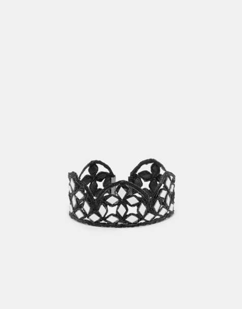 Stradivarius Mirror wave choker in black - view 1